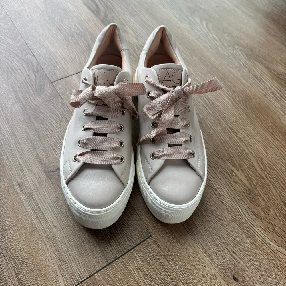 AGL Leather Platform Sneakers - Blush Pink - Size 38.5 - Picture 4 of 5
